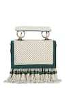 Buy_The Purple Sack_Green Beads, Tassels Pearl And Embellished Fringe Clutch Bag 