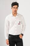 Buy_Kalpana Naik_White Cotton, Linen Embroidery Drunken Teddy Shirt _at_Aza_Fashions
