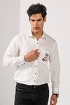 Kalpana Naik_White Cotton, Linen Embroidery Drunken Teddy Shirt _Online_at_Aza_Fashions