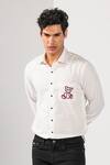 Kalpana Naik_White Cotton, Linen Embroidery Drunken Teddy Shirt _at_Aza_Fashions