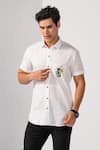 Kalpana Naik_White Cotton, Linen Embroidery Virgin Mojito Hand Shirt _at_Aza_Fashions