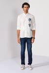 Kalpana Naik_White Cotton, Linen Embroidery Hawaiian Turtle Shirt _Online_at_Aza_Fashions