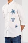 Buy_Kalpana Naik_White Cotton, Linen Embroidery Hawaiian Turtle Shirt _Online_at_Aza_Fashions