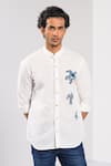Shop_Kalpana Naik_White Cotton, Linen Embroidery Hawaiian Turtle Shirt _Online_at_Aza_Fashions