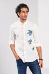 Buy_Kalpana Naik_White Cotton, Linen Embroidery Hawaiian Turtle Shirt _at_Aza_Fashions