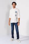 Shop_Kalpana Naik_White Cotton, Linen Embroidery Hawaiian Turtle Shirt 