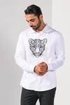 Kalpana Naik_White Cotton Embroidery Blue Eyed Jaguar Motif Hand Shirt _at_Aza_Fashions