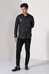 Shop_Kalpana Naik_Black Cotton Embroidery Space Explorer Thread Shirt _at_Aza_Fashions