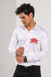 Kalpana Naik White Cotton Embroidery Carnival Magic Mask Motif Shirt at Aza Fashions Kalpana Naik_White Cotton Embroidery Carnival Magic Mask Motif Shirt _at_Aza_Fashions