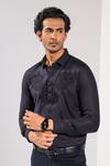 Kalpana Naik_Black , Satin Embroidery Eagle Pride Hand Shirt _Online_at_Aza_Fashions
