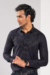 Buy_Kalpana Naik_Black , Satin Embroidery Eagle Pride Hand Shirt _Online_at_Aza_Fashions