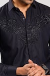 Shop_Kalpana Naik_Black , Satin Embroidery Eagle Pride Hand Shirt _Online_at_Aza_Fashions