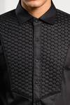 Kalpana Naik Black Cotton Embroidery Honeycomb Quilted Hand Shirt Online at Aza Fashions Kalpana Naik_Black Cotton Embroidery Honeycomb Quilted Hand Shirt _Online_at_Aza_Fashions