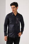 Buy_Kalpana Naik_Black Cotton Embroidery Three Grins Skull Motif And Dabka Shirt _at_Aza_Fashions