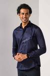 Kalpana Naik_Navy Cotton Pintuck Stripe Shirt _Online_at_Aza_Fashions