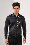 Shop_Kalpana Naik_Black Cotton Embroidery Feather Fall Elegance Shirt _Online_at_Aza_Fashions