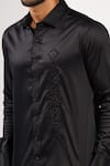 Kalpana Naik_Black Cotton Embroidery Geometric Panel Thread And Cutdana Shirt _at_Aza_Fashions
