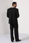 Shop_Kalpana Naik_Black Crepe Embroidery Blooming Beauty Tuxedo Blazer And Trouser _at_Aza_Fashions