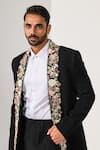 Buy_Kalpana Naik_Black Crepe Embroidery Blooming Beauty Tuxedo Blazer And Trouser _Online_at_Aza_Fashions