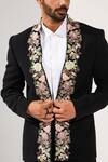 Buy_Kalpana Naik_Black Crepe Embroidery Blooming Beauty Tuxedo Blazer And Trouser 
