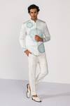 Buy_Kalpana Naik_Off White Satin Embroidery Mist Line Bandhgala And Trouser Set _at_Aza_Fashions