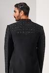 Shop_Kalpana Naik_Black Crepe Embroidery, Stones Majesty French Knot Achkan And Trouser Set _at_Aza_Fashions