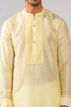 Shop_Kalpana Naik_Yellow Bemberg, Silk, Cotton Cascade Ombre Zardozi Nehru Jacket And Kurta Set _Online_at_Aza_Fashions