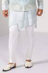 Shop_Kalpana Naik_Sky Blue Satin, Bemberg, Silk Embroidery, Stones Sunrise Peaks Nehru Kurta Set _Online_at_Aza_Fashions