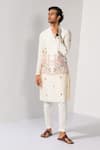 Buy_Kalpana Naik_Ivory Chanderi Silk, Cotton Embroidery Floral Finesse Nehru Kurta Set 