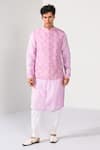 Buy_Kalpana Naik_Lilac Bemberg, Silk, Cotton Charm Nehru Jacket Kurta Set _at_Aza_Fashions