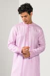Buy_Kalpana Naik_Lilac Bemberg, Silk, Cotton Charm Nehru Jacket Kurta Set 