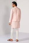 Shop_Kalpana Naik_Pink Bemberg, Silk, Cotton Embroidery Blush Butta Nehru Kurta Set _at_Aza_Fashions