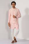 Buy_Kalpana Naik_Pink Bemberg, Silk, Cotton Embroidery Blush Butta Nehru Kurta Set _at_Aza_Fashions