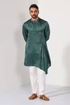 Kalpana Naik Green Satin, Linen, Jade Pattern Geometric Thread And Cutdana Nehru Jacket Set Online at Aza Fashions Kalpana Naik_Green Satin, Linen, Jade Pattern Geometric Thread And Cutdana Nehru Jacket Set _Online_at_Aza_Fashions
