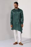 Shop Kalpana Naik Green Satin, Linen, Jade Pattern Geometric Thread And Cutdana Nehru Jacket Set Online at Aza Fashions Shop_Kalpana Naik_Green Satin, Linen, Jade Pattern Geometric Thread And Cutdana Nehru Jacket Set _Online_at_Aza_Fashions