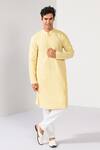 Buy_Kalpana Naik_Yellow Chanderi Silk Embroidery Golden Dawn Thread Kurta And Pant Set 