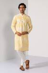 Buy_Kalpana Naik_Yellow Chanderi Silk Embroidery Radiant Weaves Kurta And Pant Set _at_Aza_Fashions