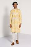 Kalpana Naik_Yellow Chanderi Silk Embroidery Radiant Weaves Kurta And Pant Set _Online_at_Aza_Fashions