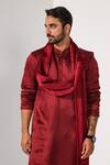 Buy_Kalpana Naik_Wine Linen, Satin, Cotton Embroidery Ruby Radiance Thread And Pipe Work Kurta Set  _Online_at_Aza_Fashions