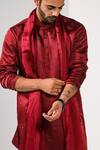 Buy_Kalpana Naik_Wine Linen, Satin, Cotton Embroidery Ruby Radiance Thread And Pipe Work Kurta Set  