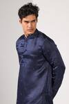 Buy_Kalpana Naik_Navy Linen, Satin, Cotton Majestic Indigo Butta Thread And Pipe Work Kurta Set _Online_at_Aza_Fashions
