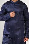 Kalpana Naik_Navy Linen, Satin, Cotton Majestic Indigo Butta Thread And Pipe Work Kurta Set _at_Aza_Fashions