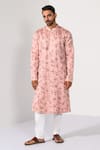 Buy_Kalpana Naik_Pink Linen, Satin, Cotton Blush Blossom Floral Thread Kurta And Pant Set _at_Aza_Fashions