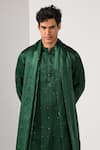Buy_Kalpana Naik_Emerald Green Linen, Satin, Cotton Embroidery Work Kurta Set _Online_at_Aza_Fashions