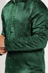 Kalpana Naik_Emerald Green Linen, Satin, Cotton Embroidery Work Kurta Set _at_Aza_Fashions