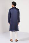 Shop_Kalpana Naik_Navy Linen, Satin Embroidery Royal Sapphire Big Butta Kurta And Pant Set _at_Aza_Fashions