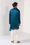 Shop_Kalpana Naik_Teal Linen, Satin, Cotton Transition Drape Kurta And Slim Fit Pant Set _at_Aza_Fashions