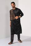 Buy_Kalpana Naik_Black Linen, Satin Bliss Draped Kurta And Slim Fit Pant Set _Online_at_Aza_Fashions