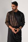Shop_Kalpana Naik_Black Linen, Satin Bliss Draped Kurta And Slim Fit Pant Set _Online_at_Aza_Fashions