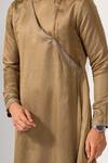 Buy Kalpana Naik Beige Linen, Satin Imperial Drape Kurta And Slim Fit Pant Set Buy_Kalpana Naik_Beige Linen, Satin Imperial Drape Kurta And Slim Fit Pant Set